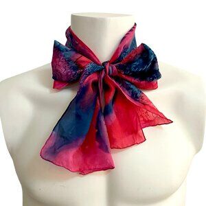 Dana Rowan Abstract Silk Scarf Hand Rolled Edges 8" × 52"